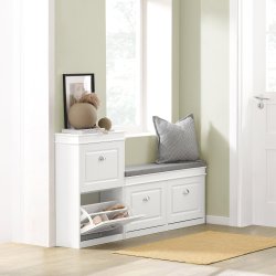 Skoskab med 2 skabe til sko med vippefunktion og lge - hvid