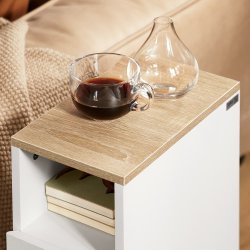 Sidebord - sengebord med skuffe og hylde - natbord - hvid