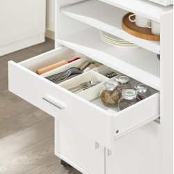 Kkkenvogn, rullebord og kkken p hjul, skab, hylder, hvid