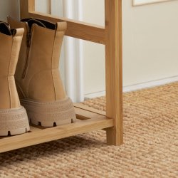 Skobnk i bambus - entrebnk og siddebnk med gr hynde 90x30x45