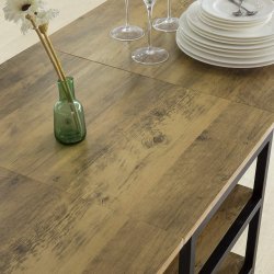 Klapbord med 3 hylder, multifunktionel langt foldebord, brun