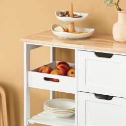 K�kkenvogn med skuffer, k�kken� med hylder, hvid 67 x 37 x 84