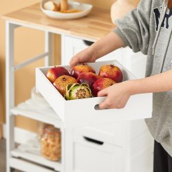 K�kkenvogn med skuffer, k�kken� med hylder, hvid 67 x 37 x 84