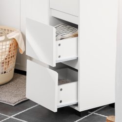 Badevrelsesskab med 3 skuffer og bne rum - hvid 37x15x93 