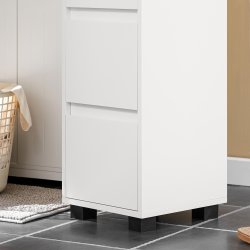 Badevrelsesskab med 3 skuffer og bne rum - hvid 37x15x93 