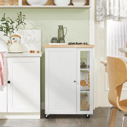 Kkkenvogn p hjul, rullebord og kkken, hvid 60 x 40 x 90cm