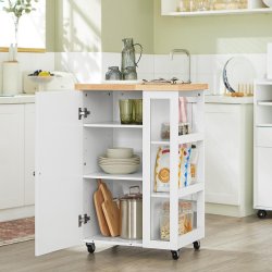 Kkkenvogn p hjul, rullebord og kkken, hvid 60 x 40 x 90cm