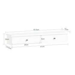 Vghylde og svvehylde - vghngt med 2 skuffer - hvid 63,5x15x10