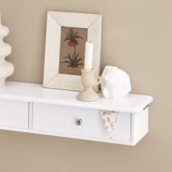 Vghylde og svvehylde - vghngt med 2 skuffer - hvid 63,5x15x10