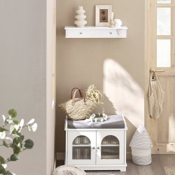 Vghylde og svvehylde - vghngt med 2 skuffer - hvid 63,5x15x10