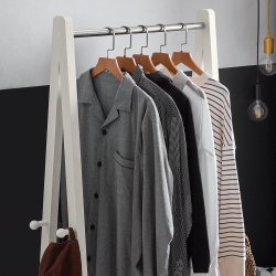 Tjstativ med bjlestang, knager og hylder - hvid 66x39x180