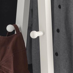 Tjstativ med bjlestang, knager og hylder - hvid 66x39x180