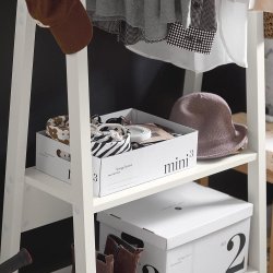 Tjstativ med bjlestang, knager og hylder - hvid 66x39x180