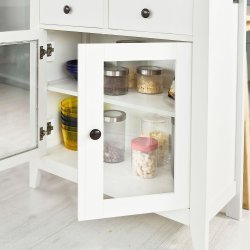 Konsolbord - vitrineskab med glaslger - sknk - hvid 80x32x86