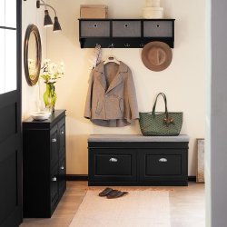 Skoskab til sko - skobnk med hynde - entrebnk - sort 1042452