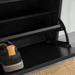 Skoskab til sko - skobnk med hynde - entrebnk - sort 1042452