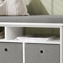 B�nk med siddehynde - siddeb�nk med 5 opbevaringsrum - hvid