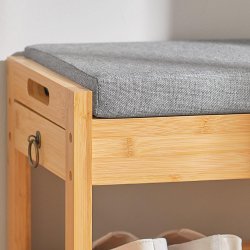 Skobnk med hylder og hynde - entrebnk i tr - brun 55x30x46