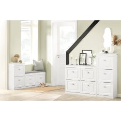 Skoskab med 4 vippeskuffer og skohylder - hvid 1052482 cm