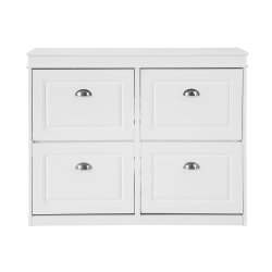 Skoskab med 4 vippeskuffer og skohylder - hvid 1052482 cm