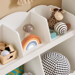 Brnebogreol med hylder, Legetjsopbevaring, hvid 82x35x76cm