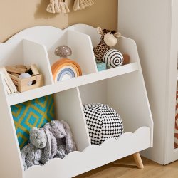 Brnebogreol med hylder, Legetjsopbevaring, hvid 82x35x76cm