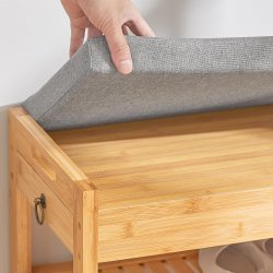 Skobnk med hylder og hynde - entrebnk i tr - brun 55x30x46