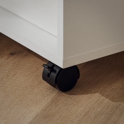 Sofabord med hylder - sidebord p hjul - hvid 70x35x60 cm