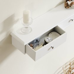 Opbevaringshylde med 3 skuffer, vghylde, hvid 94x15x10 cm