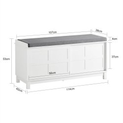 Skoskab, skob�nk med skyded�re, entreb�nk, hvid 114x40x53�cm