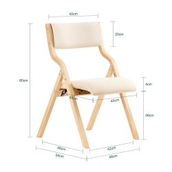 Klapstol, foldbar stol i tr med polstring beige 54x48x80 cm