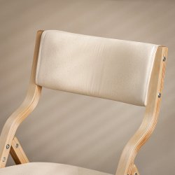 Klapstol, foldbar stol i tr med polstring beige 54x48x80 cm