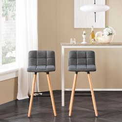 Barstole st af 2 stk, fodsttte og rygln, gr 42x42x92 cm