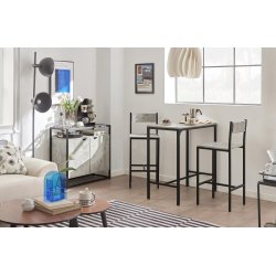 Barbord med barstole, barbordss�t, gr� beton look  89x45x87