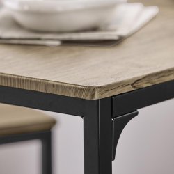 barbord med barstole, barbordss�t, beige tr� look 89x45x87