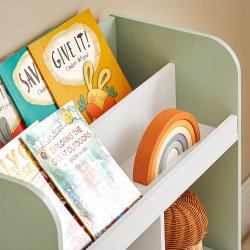 Brnebogreol med hylder, legetjsopbevaring, grn 60x36x89