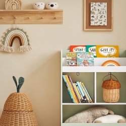 Brnebogreol med hylder, legetjsopbevaring, grn 60x36x89