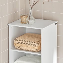 Hjskab, hjt badevrelsesskab med skuffe, hvid 40x35x161 cm