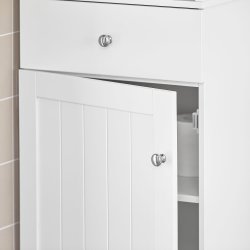 Hjskab, hjt badevrelsesskab med skuffe, hvid 40x35x161 cm