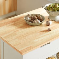 Kkken p hjul, kkkenvogn med skuffer, hvid 98x58x94 cm