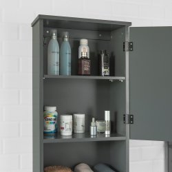 V�gh�ngt badev�relsesskab, medicinskab, m�rkegr� 40x21x76 cm