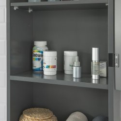 V�gh�ngt badev�relsesskab, medicinskab, m�rkegr� 40x21x76 cm