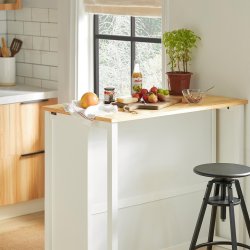 Kkken p hjul, kkkenvogn med skuffer, hvid 98x58x94 cm