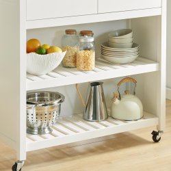 Kkken p hjul, kkkenvogn med skuffer, hvid 98x58x94 cm