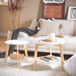 Sofabord st med 2 stueborde med hylder, hvid 51x46 og 42x40
