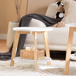 Sofabord st med 2 stueborde med hylder, hvid 51x46 og 42x40