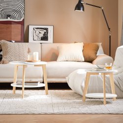 Sofabord st med 2 stueborde med hylder, hvid 51x46 og 42x40