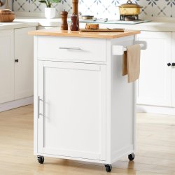 Kkken p hjul, Kkkenvogn med skab og skuffe, hvid 68x46x90