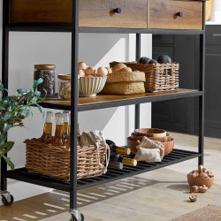 Kkkenvogn med skuffer, kkken p hjul, brun 100x45x93