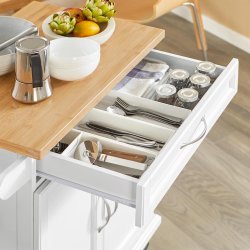 Kkkenvogn med skab, kkkenvogn med skuffe, hvid 74x45x91cm